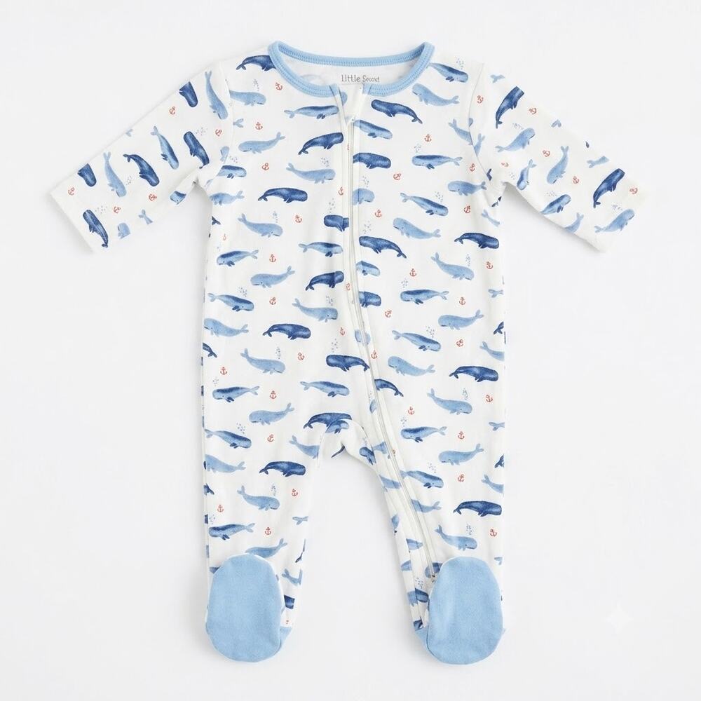 Little Me Whale Cotton Footed Pajamas 🐋
